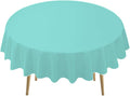 Aqua Blue Plastic Tablecloths 2 Pack Disposable Table Covers 84 Inch Circle Baby Shower Party Tablecovers PEVA Seafoam Blue Table Cloths for BBQ Picnic Birthday Wedding Parties 6 ft Round Table Use