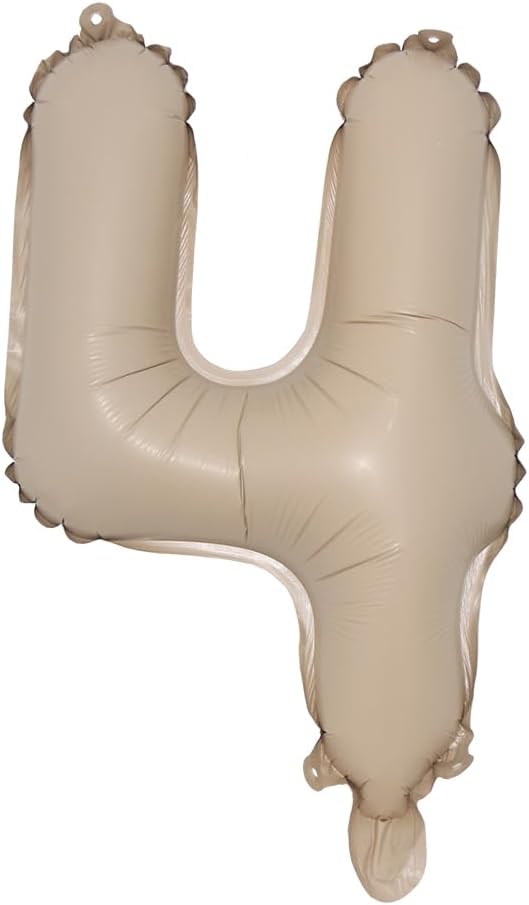 16 inch Caramel Foil Letter Alphabet number Balloon Happy Birthday Party Balloons Wedding Decoration Kids Toys Baby Shower Air Balloon (16 inch Caramel 4)