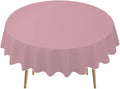 Pink Plastic Tablecloths 2 Pack Disposable Table Covers 84 Inch Circle Bridal Shower Party Tablecovers PEVA Vinyl Table Cloths for BBQ Picnic Birthday Wedding Banquet Parties 6 ft Round Table Use