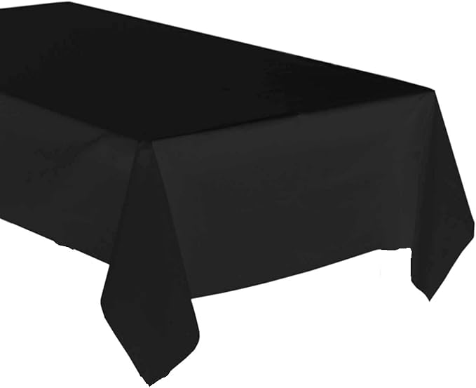 3 Pack Plastic Tablecloth Rectangle 54" X 108" Premium Disposable Table Cover for Party Birthday Wedding (Black)