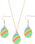 Cute Buuny Rabbit Earrings Necklaces Set Colorful Enamel Egg Chick Charm Easter Jewelry Set for Holiday Easter Earrings Necklaces Party Decorations