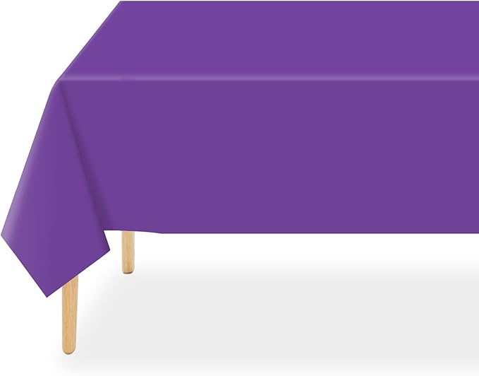 QIKSION Purple Plastic Table Cloth Disposable 3 Pack, 54 x 108 Inch Tablecloths for Party, Birthday, Graduation, Halloween Decorations, Rectangle Table Cover