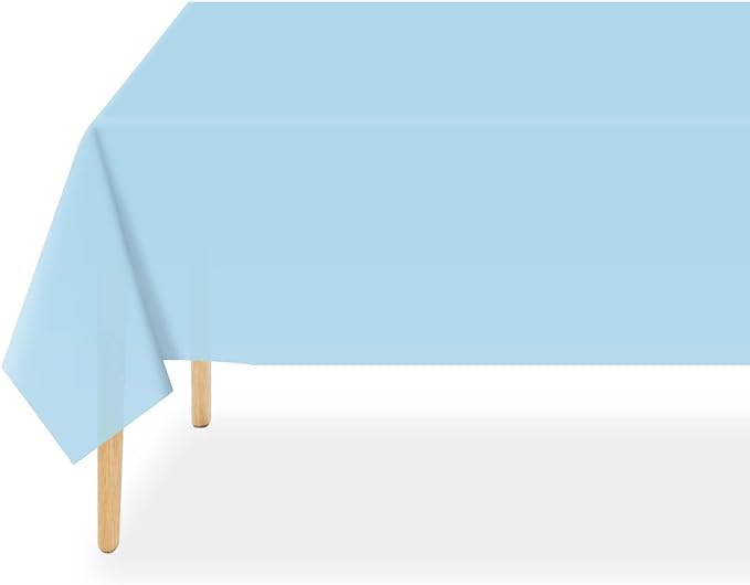 QIKSION Light Blue Plastic Table Cloth Disposable 2 Pack, 54 x 108 Inch Tablecloths for Baby Shower Birthday Party, Easter Decorations, Rectangle Table Cover