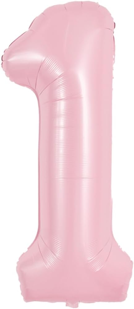 TONIFUL 40 Inch Pastel Pink Number 1 Balloon Balloon Big Pink Digital 1 Balloon for Girl's Birthday Party Wedding Bridal Shower Engagement Anniversary Photo Shoot Supplies
