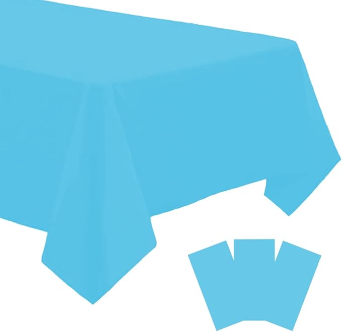 Sky Blue Disposable Tablecloth 3 Pack 54" x 108" Disposable Table Covers for Rectangle Tables for Wedding, Party, Banquet, Burgunday