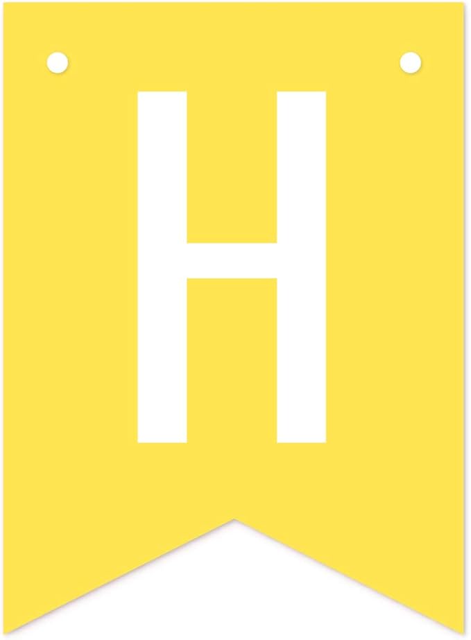 Andaz Press Personalized Hanging Pennant Banner Party Decorations, Yellow, Black, Happy 4th Birthday Olivia, 1-Pack, Approx. 5-Feet, Custom Name and Number