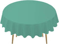 Teal Plastic Tablecloths 2 Pack Disposable Table Covers 84 Inch Circle Bridal Shower Party Tablecovers PEVA Vinyl Table Cloths for BBQ Picnic Birthday Wedding Banquet Parties 6 ft Round Table Use