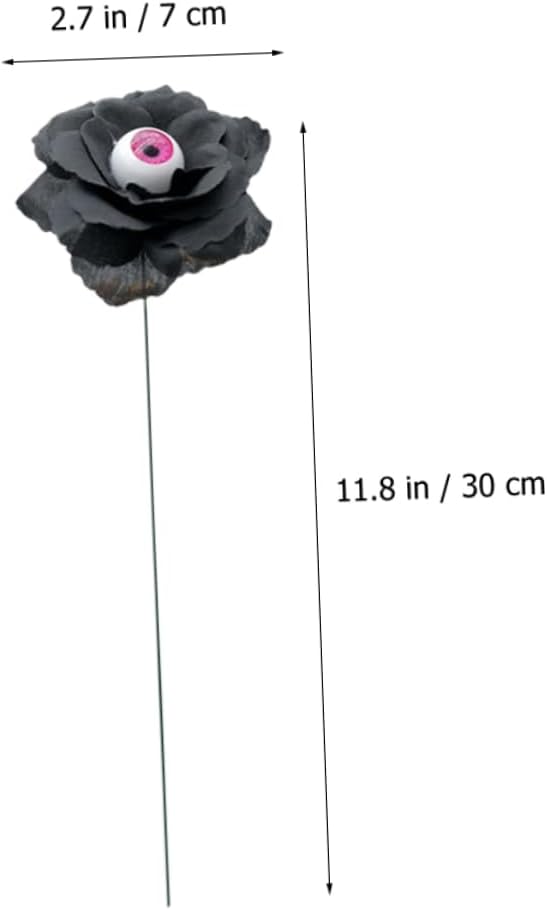 balacoo Halloween Yard Decorations 4pcs Black Rose Sign Stakes Eyeball Flowers Outdoor Decor