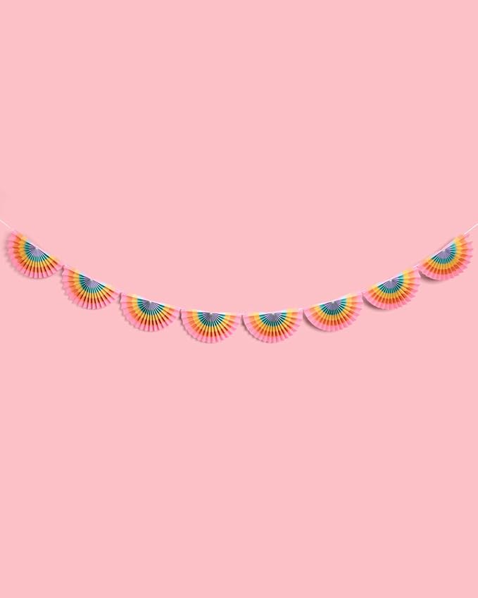 xo, Fetti Rainbow Paper Fan Banner - 10 Ft. | 3D Pastel Bachelorette Party Decorations, Birthday Party Supplies, Hanging Photo Booth Backdrop, Girl Baby Shower Banner, Bridal Shower Decor