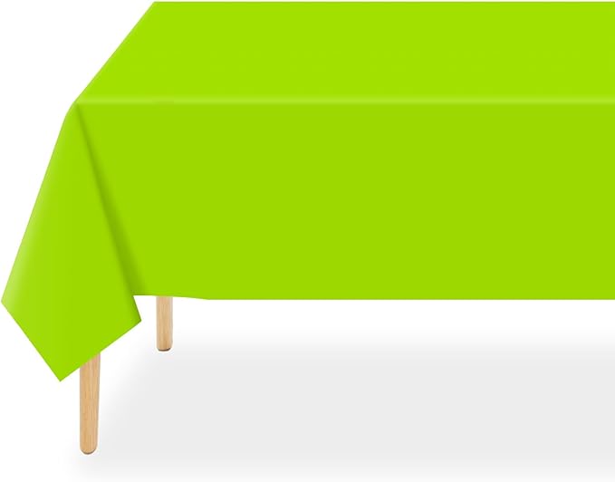 QIKSION Lime Green Plastic Table Cloth Disposable 3 Pack, 54 x 108 Inch Tablecloths for Party, Birthday, Halloween, Christmas Decorations, Rectangle Table Cover
