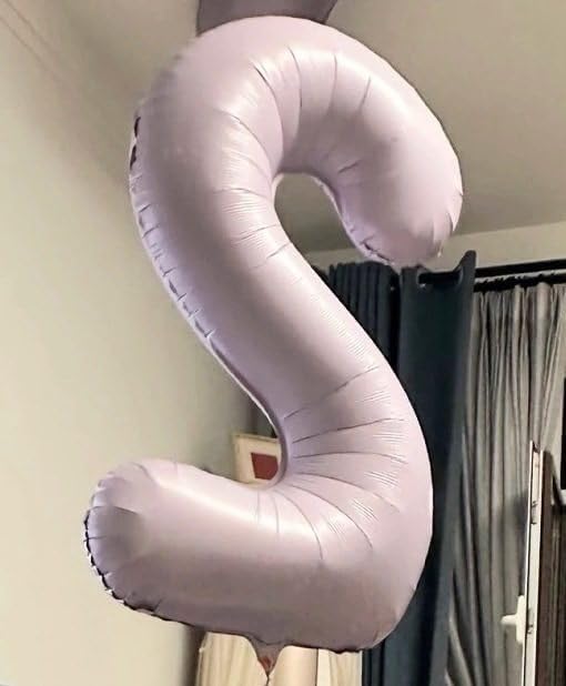 Lilac Number 2 Balloon 40 Inch, Lavender 2 Balloon Number, Lilac Mauve 2nd Birthday Decorations for Baby Girls Boys Toddlers