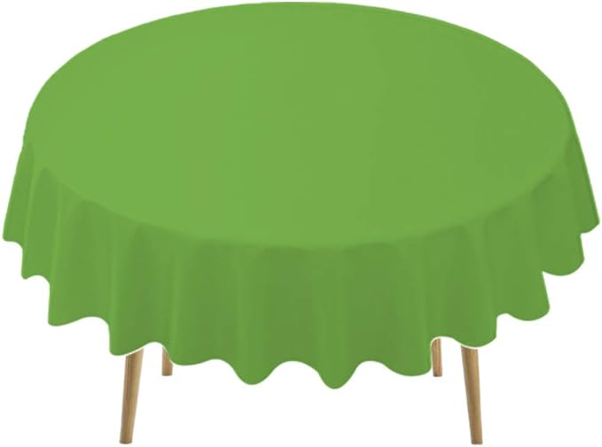 PARTY ULYJA Lime Green Plastic Tablecloths 2 Pack - 84 Inch Circle Disposable Table Covers for 6 ft Round Tables - Light Green for Baby Shower, Birthday, Wedding Parties