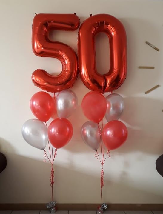 50 Balloon Number, Red Number 50th Birthday Balloons 40 Inch, 50 Years Old Red Birthday Decorations for Men Women, 50th Anniversary Decorations