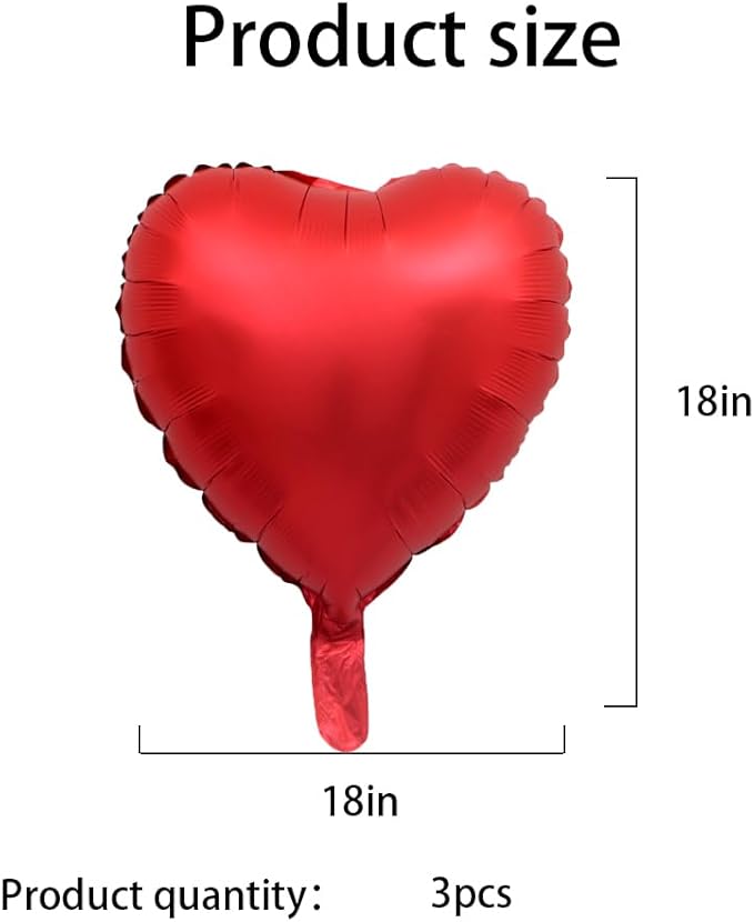 Valentines Balloons Love Balloons Red Heart Shape Foil Balloons for Valentine's Day Party Decorations Valentines Day Anniversary Wedding Valentines Decorations Decor Supplies 3pcs