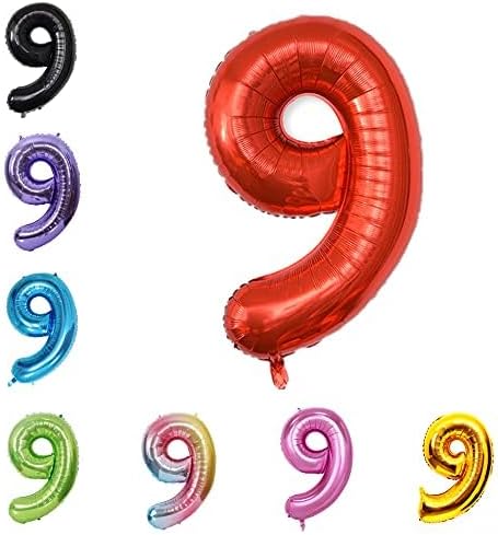 40 Inch Large Foil Helium Number Balloon Birthday Wedding Party 0-9 (Red, 9)