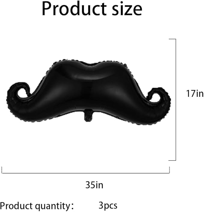 Beard Balloons Father's Day Balloons Big Black Beard Foil Balloon for Father's Day Party Decorations Fathers Day Decor Supplies Ballons Arch Kits Party Balloon Sets 3pcs
