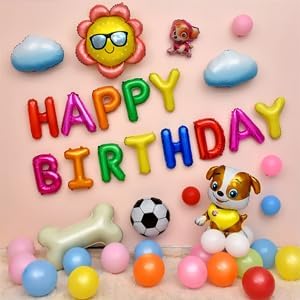 KALOR Rainbow Happy Birthday Balloons Kit with 16 Inch Mylar Foil Letters Balloon and Star Balloons for Birthday Party Decorations Photo Booth Backdrop