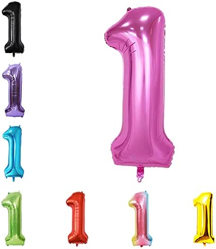 40 Inch Large Foil Helium Number Balloon Birthday Wedding Party 0-9 (Pink, 1)