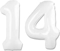 White Number 14 Balloon 40 inch, 14 Number Balloons, 14th White Birthday Decorations for Girls Boys 14 Year Old Party Supplies
