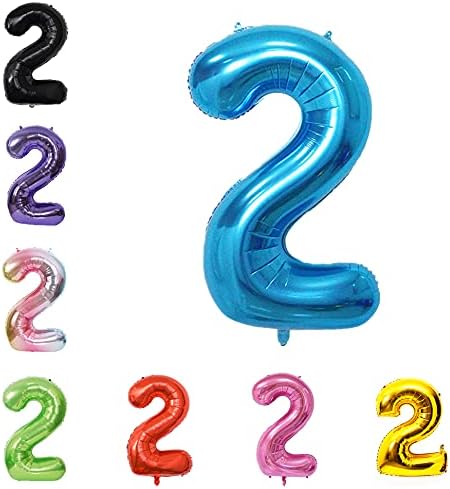 40 Inch Large Foil Helium Number Balloon Birthday Wedding Party 0-9 (Blue, 2)
