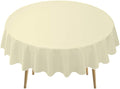 Ivory Plastic Tablecloths 2 Pack Cream Disposable Table Covers 84 Inch Circle Bridal Shower Party Tablecovers PEVA Beige Table Cloths for BBQ Picnic Birthday Wedding Parties 6 ft Round Table Use