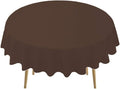 Brown Plastic Tablecloths 2 Pack Disposable Table Covers 84 Inch Circle Bridal Shower Party Tablecovers PEVA Coffee Brown Table Cloths for BBQ Picnic Birthday Wedding Parties 6 ft Round Table Use