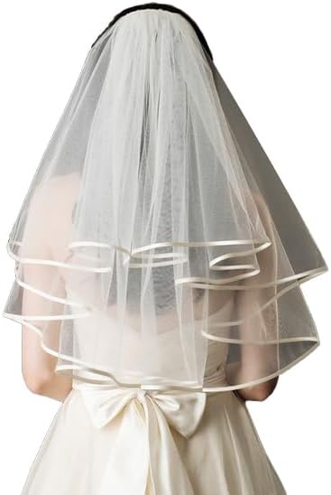 White Short Wedding Veil Pearl Rhinestone Bride Veils Bridal Veils Bachelorette Party Veil for Brides and Women