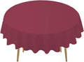 Burgundy Plastic Tablecloths 2 Pack Maroon Disposable Table Covers 84 Inch Circle Bridal Shower Party Tablecovers PEVA Wine Red Table Cloths for Picnic Birthday Wedding Parties 6 ft Round Table Use