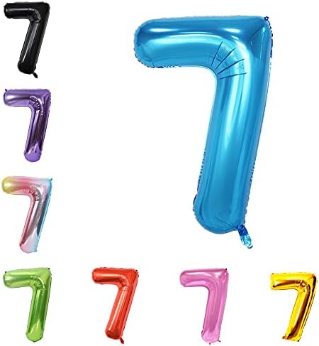 40 Inch Large Foil Helium Number Balloon Birthday Wedding Party 0-9 (Blue, 7)