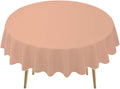 Peach Plastic Tablecloths 2 Pack Rose Gold Disposable Table Covers 84 Inch Circle Bridal Shower Party Tablecovers PEVA Table Cloths for BBQ Picnic Birthday Wedding Parties and 6 ft Round Table Use
