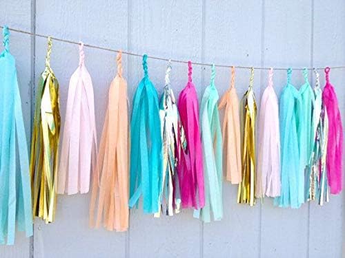 9.8in Blue Tissue Paper Tassel DIY Hanging paper decorations Party Garland Decor for Party Decorations Wedding,Festival,Baby Shower Decoration 20PCS25cm