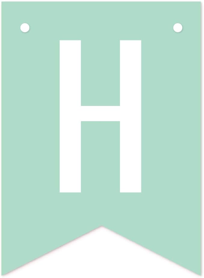 Andaz Press Personalized Hanging Pennant Banner Party Decorations, Seafoam Mint Green, Coral, Happy 4th Birthday Olivia, 1-Pack, Approx. 5-Feet, Custom Name and Number