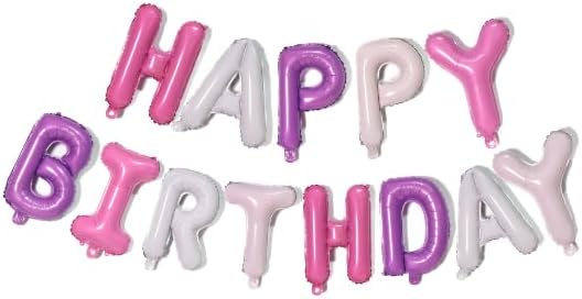 Pink Purple Happy Birthday Balloon Banner