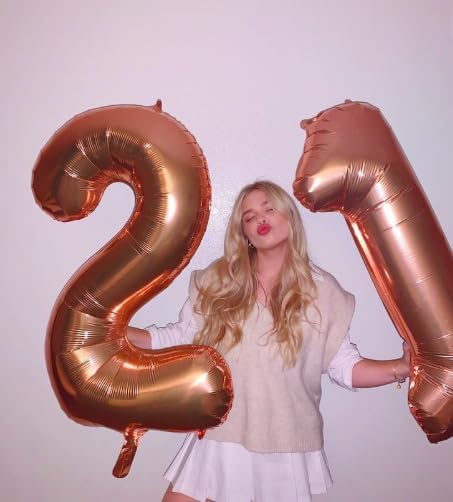 Rose Gold Number 1 Balloon 40 inch, Number 1 Birthday Balloons for Boy Girl, Rose Gold Foil One Balloon for 1st 10 11 12 16 18 Birthday Party, Anniversary Celebration Numbers Decorations