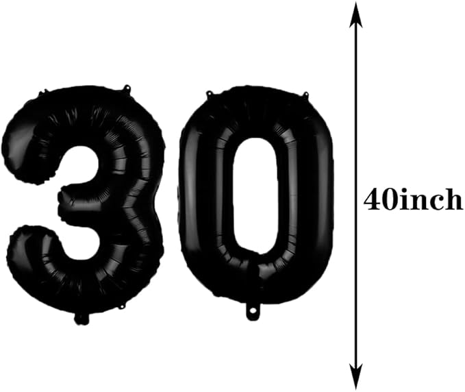 Sweet 30th Birthday Decorations Party Supplies,Black Number 30 Balloons,30th Foil Mylar Balloons Latex Balloon Decoration,Great 30th Birthday for Girls,Women,Men,Photo Props