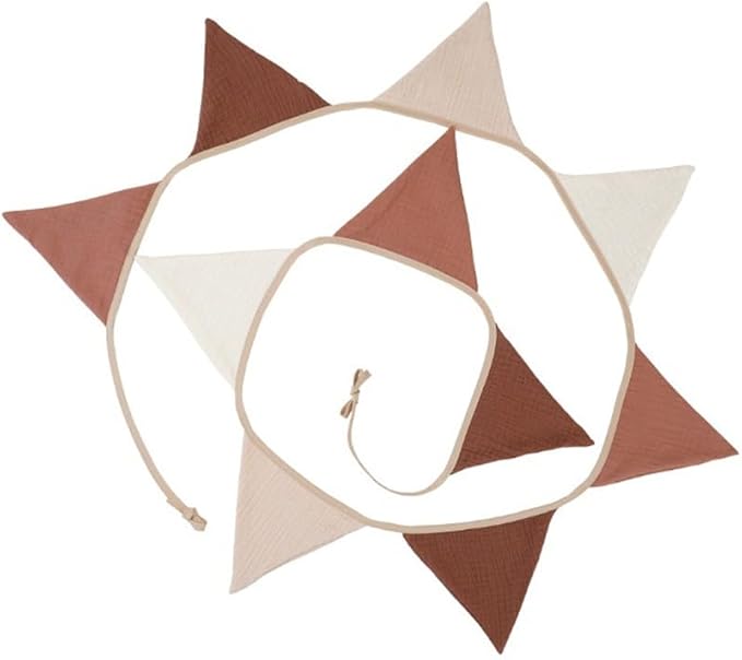 Pennant Banners Bunting Flags Beige and Coffee, Garland Triangle Banners Fabric for Boho Shower Wedding Party Decorations Nursery Playroom Decor(Beige Coffee)