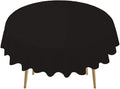 Black Plastic Tablecloths 2 Pack Disposable Table Covers 84 Inch Circle Baby Shower Party Tablecovers PEVA Opaque Table Cloths for BBQ Picnic Birthday Wedding Banquet Parties 6 ft Round Table Use