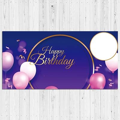 Happy Birthday Custom Vinyl Banner with Your Photos, Personalized Birthday Banner Sign for Children Newborn Baby Kids Celebration Backdrops Party Supplies Favors Props (Style-43, 8ft x 4ft)