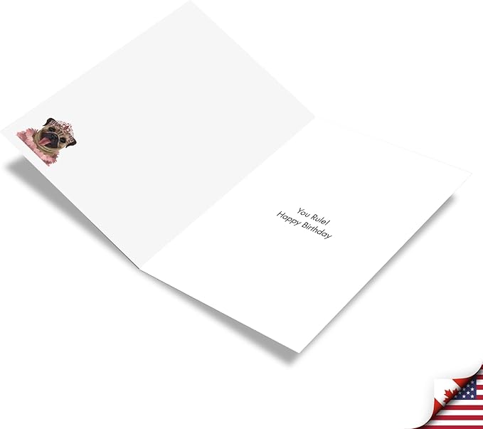 NobleWorks - Dog Lovers Birthday Greeting Card with 5 x 7 Inch Envelope (1 Card) Puppy Bday Crowned Creatures - Dog C2825FBDG