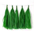 Green Tissue Paper Tassel DIY Hanging Paper Decorations Party Garland for Parties, Weddings, Festivals, Baby Showers - 20PCS (GREEN 25CM)