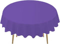 PARTY ULYJA Purple Plastic Tablecloths 2 Pack Disposable Table Covers 84 Inch Circle Bridal Shower PEVA Violet Table Cloths for BBQ Picnic Birthday Wedding Banquet Parties 6 ft Round Table Use