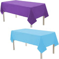 Plastic Tablecloths,Disposable Tablecloths,Baby Shower Party Tablecovers,Table Cloths for Picnic Birthday Wedding Parties 8 ft Rectangle Table Use,54 x 108 Inches,2 Pack,Purple,Light Blue.