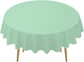 Fresh Mint Plastic Tableloths 2 Pack Mint Green Disposable Table Covers 84 Inch Circle Bridal Shower Party Tablecovers PEVA Table Cloths for BBQ Picnic Birthday Wedding Parties 6 ft Round Table Use