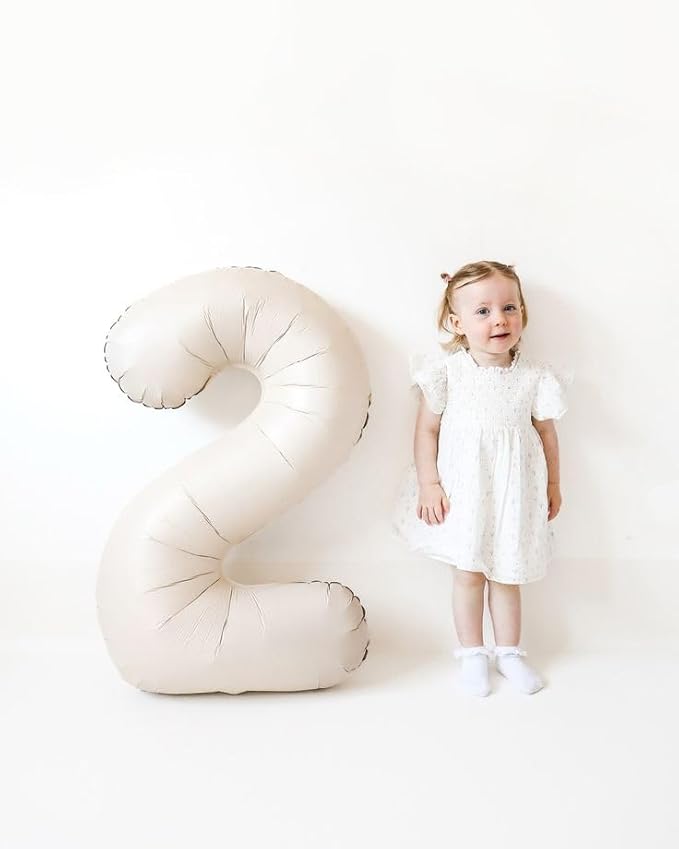 40 Inch Birthday Balloons, Cream Number Balloons for Birthday Party Decoration, Foil Number 2 Ballon for 2, 12, 20, 22, 2026 Celebration, Graduation, Birthdays, Baby Shower, Anniversary Decor