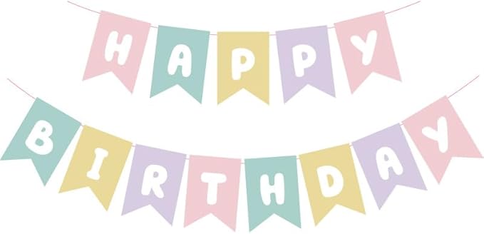 ZHENGYE Macaron Happy Birthday Banner Sign Party Decoration for Kids Girls Adult Birthday Party Decorations Supplies