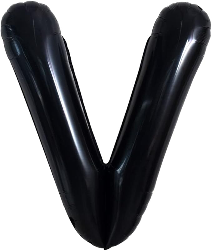 TONIFUL 40 Inch Large Black V Letter Balloons, Jumbo Helium Balloons for 2026 New Year Eve Graduation Wedding Baby Shower Birthday Party, Anniversary Supplies & Decorations