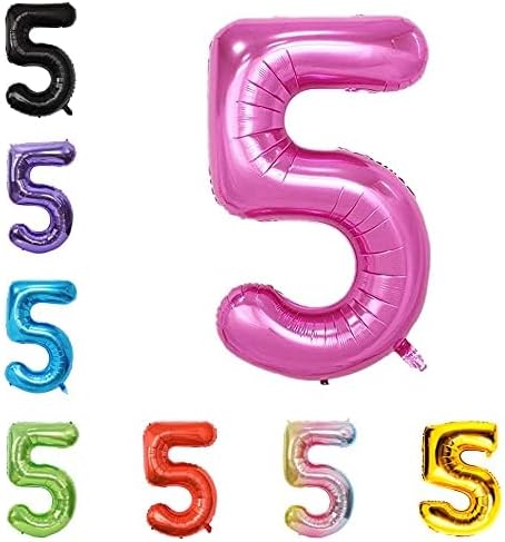 40 Inch Large Foil Helium Number Balloon Birthday Wedding Party 0-9 (Pink, 5)
