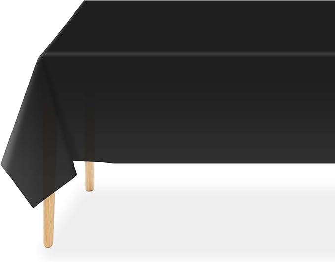 QIKSION Black Plastic Table Cloth Disposable 3 Pack, 54 x 108 Inch Tablecloths for Party, Graduation, Halloween Decorations, Rectangle Table Cover