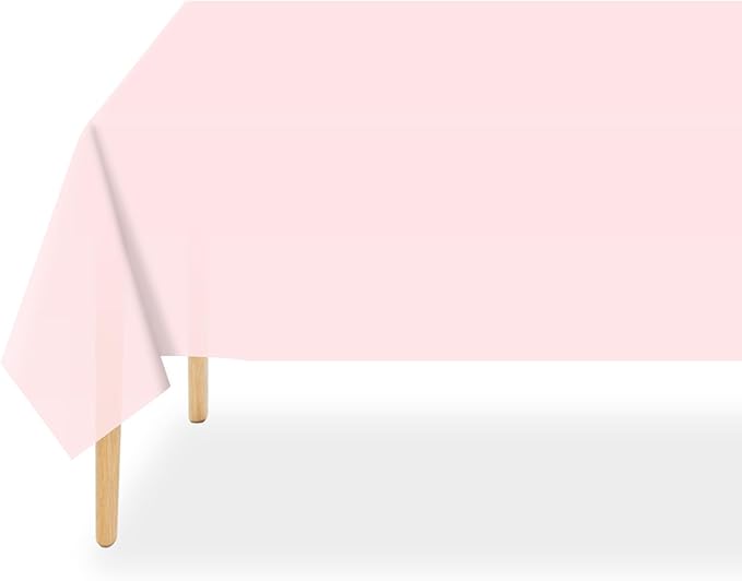 QIKSION Pink Plastic Table Cloth Disposable 2 Pack, 54 x 108 Inch Tablecloths for Valentines, Easter, Mothers Day Decorations, Baby Shower Birthday Party, Rectangle Table Cover