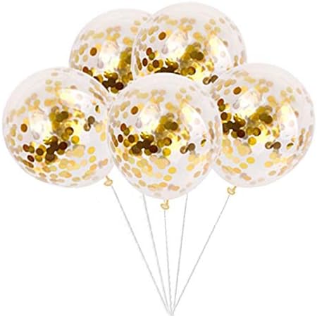 Tellpet Light Blue HAPPY BIRTHDAY Banner with 5 pcs Gold Confetti Balloons